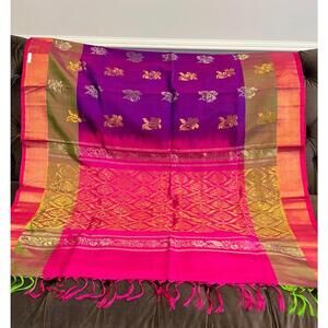 Purple Uppada Silk Saree sari party wear For Women South Indian Wedding